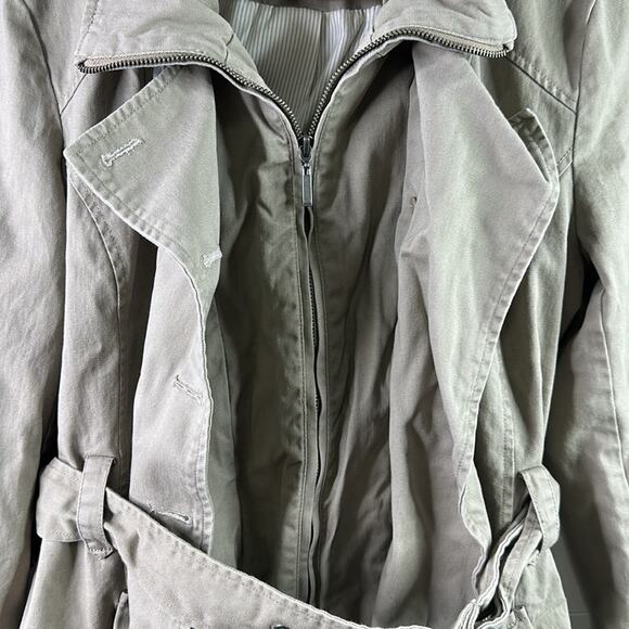 KENNETH COLE REACTION Tan Cotton Button Up Zip Up Trench Jacket Coat Size Medium - Picture 11 of 12